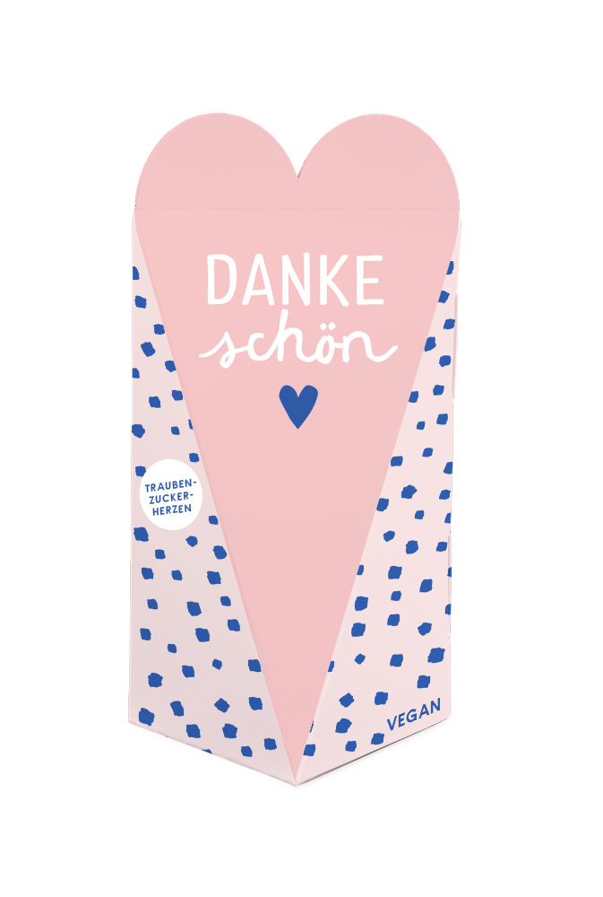 Traubenzucker-Herzen 75g Vegan (Ideal zum Verschenken) - Verschiedene Motive