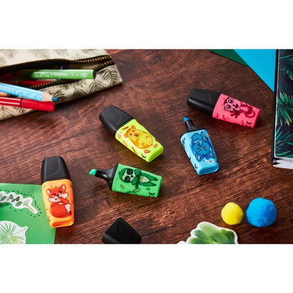 Stabilo Textmarker Boss MINI Animal Vibes, 5 Stück, Strichbreite 2 - 5mm in Neonfarben