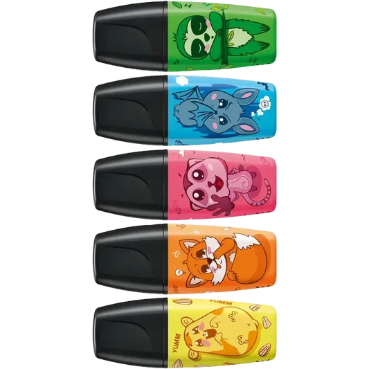 Stabilo Textmarker Boss MINI Animal Vibes, 5 Stück, Strichbreite 2 - 5mm in Neonfarben