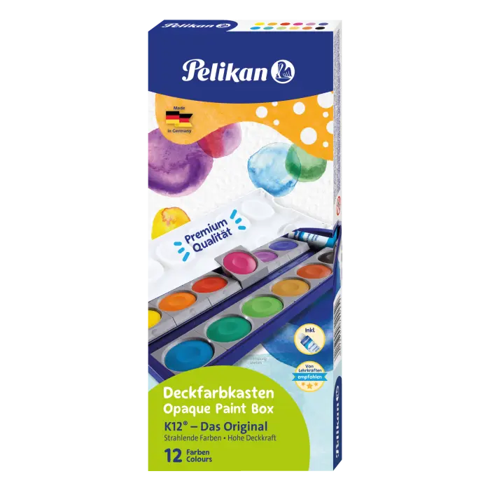 Pelikan Deckfarbkasten 735K/12, Kasten mit 12 Farben + Deckweiß K12