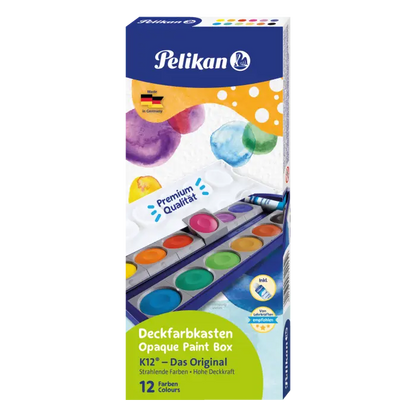 Pelikan Deckfarbkasten 735K/12, Kasten mit 12 Farben + Deckweiß K12