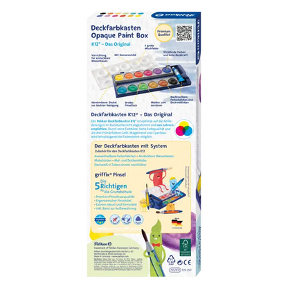 Pelikan Deckfarbkasten 735K/12, Kasten mit 12 Farben + Deckweiß K12