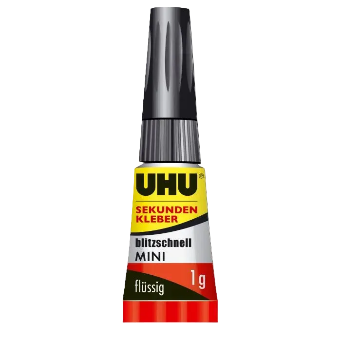 UHU SEKUNDENKLEBER blitzschnell MINIS, Aufbewahrungsbox mit 3x1g