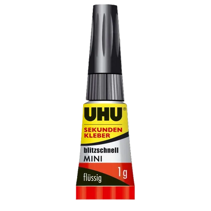 UHU SEKUNDENKLEBER blitzschnell MINIS, Aufbewahrungsbox mit 3x1g