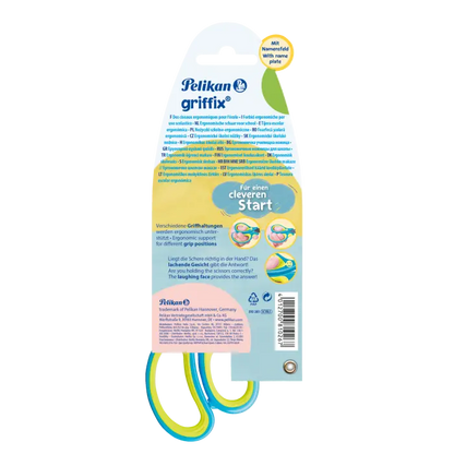 Pelikan School Scissors griffix Scissors Left-Handed Model Pointed, Neon Fresh Blue