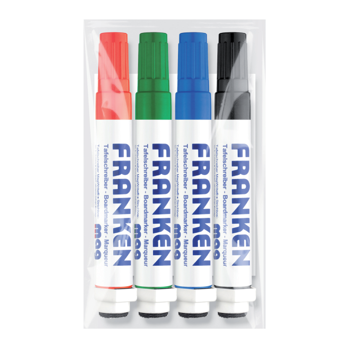 FRANKEN KombiMarker MagWrite, magnetisch, mit Schwamm,Rundspitze,1-3 mm,4 Stück