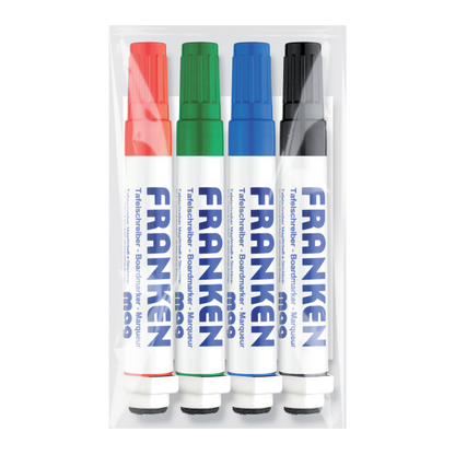 FRANKEN KombiMarker MagWrite, magnetisch, mit Schwamm,Rundspitze,1-3 mm,4 Stück