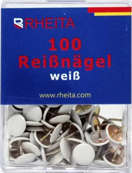 Rheita Reissnägel, weiß, 100 Stück in Klarsichtbox