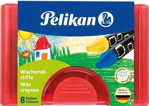 Pelikan Wachsmalstifte wasserfest 665/8 WF rotes 8er Kunststoffetui
