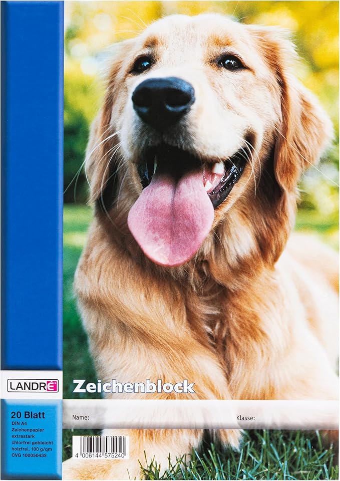 LANDRÉ A4 gehefteter Zeichenblock, blanko, 20 Blatt, 4-Tier-Motive