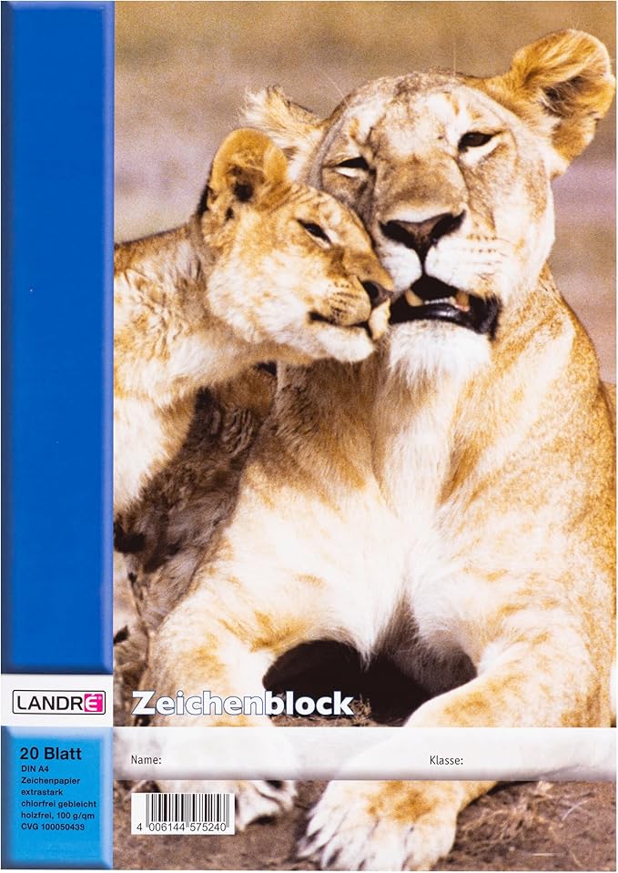 LANDRÉ A4 gehefteter Zeichenblock, blanko, 20 Blatt, 4-Tier-Motive