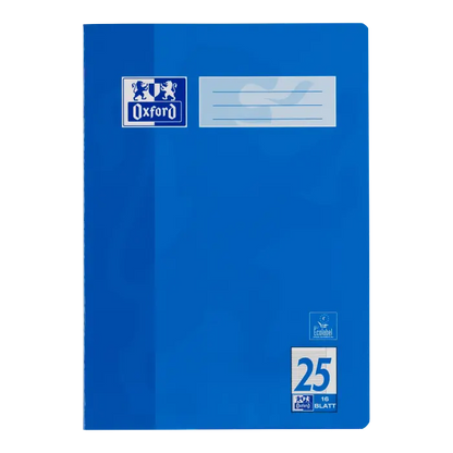Oxford Schulheft A4, 9mm liniert/Rand, Lineatur 25, 16 Blatt, Blau