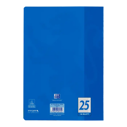 Oxford Schulheft A4, 9mm liniert/Rand, Lineatur 25, 16 Blatt, Blau