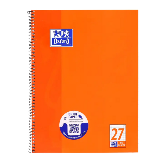 Oxford Collegeblock, A4, 9mm liniert, Rand rechts/links 80 Blatt, Lineatur 27