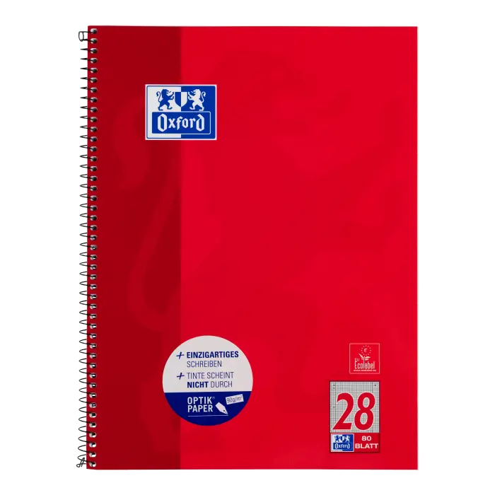 Oxford Collegeblock, A4, 5mm kariert, Rand rechts/links 80 Blatt, Lineatur 28