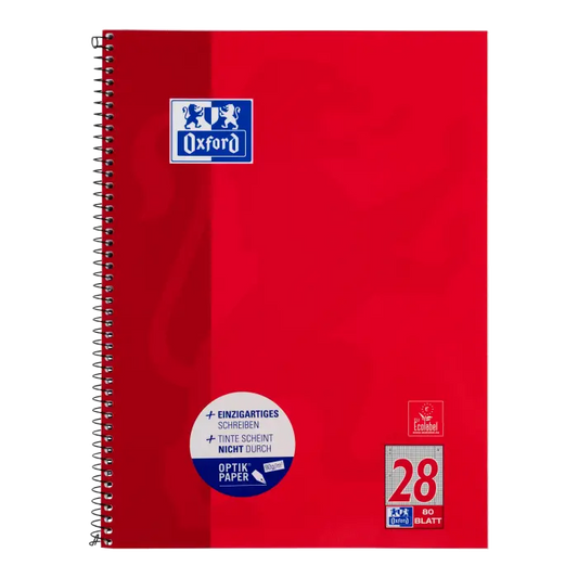 Oxford Collegeblock, A4, 5mm kariert, Rand rechts/links 80 Blatt, Lineatur 28