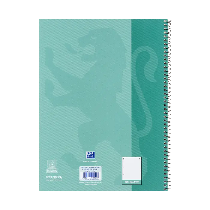 Oxford A4+ Collegeblock, punktkariert, 80 Blatt, SCRIBZEE® kompatibel, Grünblau