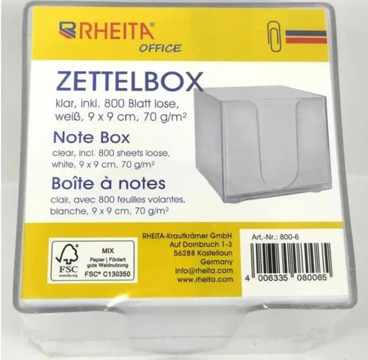 Rheita Zettelbox klar, inkl. 800 Blatt lose (Weiß)