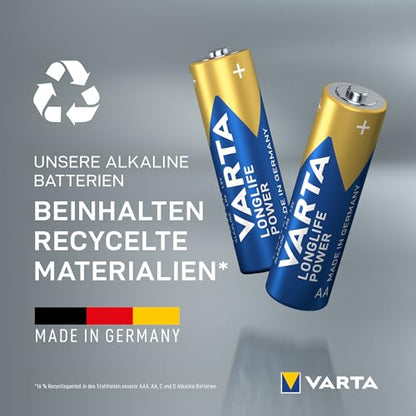 VARTA Batterien AA, 12 Stück (8+4), Longlife Power - Alkaline Mignon