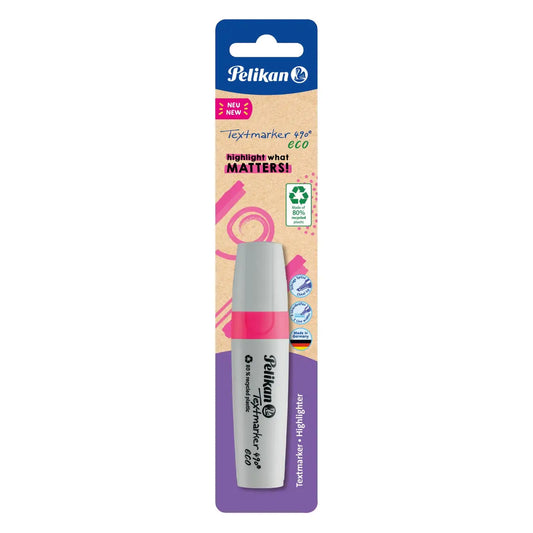 Pelikan Textmarker 490 eco, 1 x Neon Pink, 1 Stück, mit Keilspitze